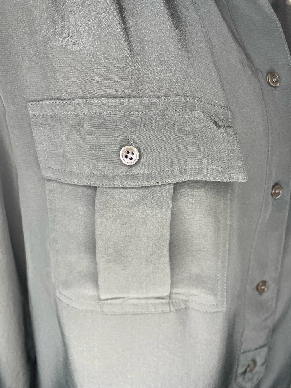 J. Crew Silk Slate Gray Button-Up Blouse
